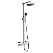 Wall Mount Contemporary Thermostatic Chrome Finish Shower Faucet with 8 Inch Shower Head and Hand Shower