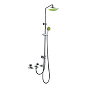 Contemporary Thermostatic Chrome Finish Wall Mount Shower Faucet with 8 Inch Shower Head and Hand Shower
