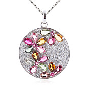Elegant 925 Silver med turmalin Plating 18K Guld Dame halskæde