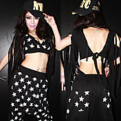Estrellas Patterned Hiphop Negro Traje de algodón y tergal (2 Piezas)