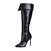 genoux en similicuir talon aiguille bottes hautes avec fermeture à glissière fête / soirée chaussures