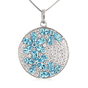 Elegant 925 Silver Med Topaz Plating 18K Guld Dame halskæde