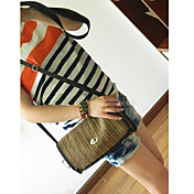 Femmes Large Couleur Contraste Tissé Taille Sac à bandoulière