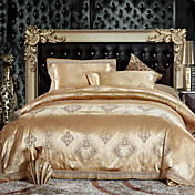 300TC Oro Jacquard completo de 4 piezas funda nórdica
