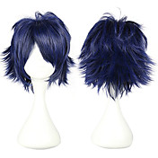 cosplay peluca inspirada en k saruhiko Fushimi negro y en color azul mezclado