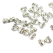 5PCS 3D Half Cover Metal Nail Decorations Diamond Bowknot