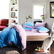 4pcs morden Licht blau / lilac solid Flanell duvet Cover-Set