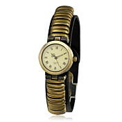 Mote damer lær med metall Quartz Movement Round Glass armbåndsur Flere farger