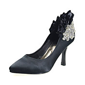 Elegant Satin Upper Stiletto Heel Closed Toe Beading Wedding Shoes