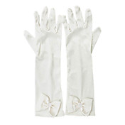 Flower Pigens Satin fingerspidser Wrist Længde Wedding Handsker med bue