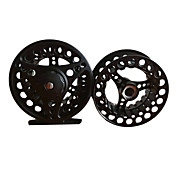 08.07 Fly Reel 85mm avec une bobine de rechange (Noir / Argent / Dieu)