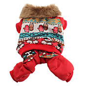 Inverno Estilo Boneco padrão de pelagem Hoodie algodão para Cães (XS-XL, Vermelho)