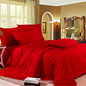 4PCS Katherine Solid Red Cotton Conjunto Capa de edredon