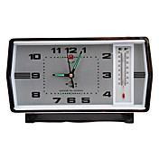Plaza del Reloj de alarma analógico con termómetro (Plata)