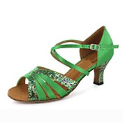 Correia Mulheres personalizadas de tornozelo Satin Latina / Ballroom Dance Shoes com glitter Espumante (mais cores)