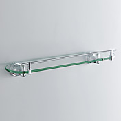 Chrome Wall Stile moderno finitura su legno mensola di vetro in ottone con barra di protezione