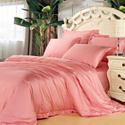 4pcs Efeu rosa Feststoff Tencel Bettbezug Set