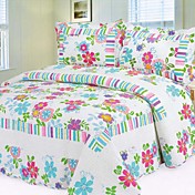 3pcs bunte Blumenmuster gewaschener Baumwolle Decke gesetzt