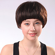Capless Short Chocolate Brown Straight Mixed Hair Wigs Bobo Style