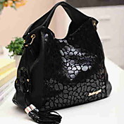 Women's Fashion Genuine Leather Splicing PU Flower Tassels Bag(42*11*29cm)