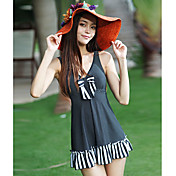 V Neck kontrast farve Stripes Swim Dress