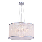 40W Modern Pendant Light with Crystal Beaded Chain Shade in Drum Design