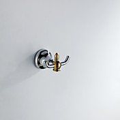 Contemporary Style Chrome Finish Wall Mounted Zinc Alloy Double Robe Hooks