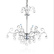 120W Contemporary Chandelier with 6 Lights and Crystal Pendants