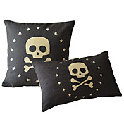 Conjunto de 2 Branco esqueleto tradicional algodão / linho fronha decorativa