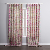 (Two Panels) Country Linen Beautiful Butterfly Lined Curtains