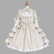 Long Sleeve Knee-length Beige Cotton Princess Lolita Dress