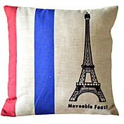 Moderna Torre Eiffel algodão / linho fronha decorativa