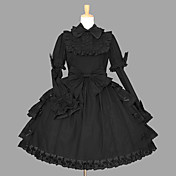 Long Sleeve Knee-length Black Cotton Classic Lolita Dress
