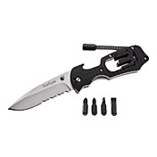 Profesional inoxidable cuchillo plegable multifuncional Sharp con un clip (Negro y Plata)
