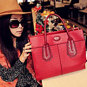 Kvinder Solid Color Print PU Satchel