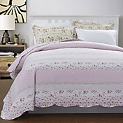 3PCS Melissa Pink Floral Cotton Königin Quilt Set