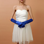 Fingertips de mariée en satin de mariage coude Longueur Gants Bleu
