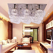 180W Contemporary Flush mount Light with 9 Lights and Glass Globe Shade