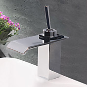 Contemporary Stainless Steel Chrome Finish Water Fall Bathroom Sink Faucet
