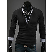 Men's Long Sleeve Contrast Color T-Shirt