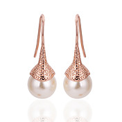 Unique Rose Gold Plated Round Pearl Earrings(More Colors)