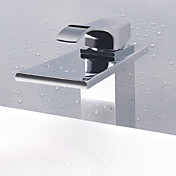 Water Fall Contemporary Stainless Steel Chrome Finish Bathroom Sink Faucet