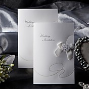 estilo elegante invitación de la boda doblado con arco de la cinta (juego de 50)