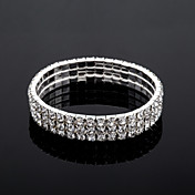 Three Layers Ladies' Rhinestone Tennis Bracelet In Silver Alloy