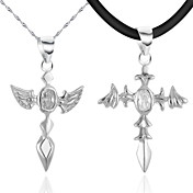 Elegant Sølv / skjul Rope Med platineret Cubic Zirconia Lovers 'Fashion Halskæde