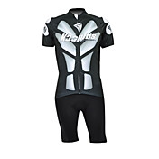 Kooplus 100% Polyester Short Sleeve Quick Dry Mens BIB Short Cycling Suits(Black And White)