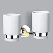 Contemporary Style Chrome Finish Zinc Alloy Wall Mounted Zahnbürstenhalter (2 Cups)