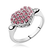 Charme Cuore design platino placcato anello di cristallo (più colori)