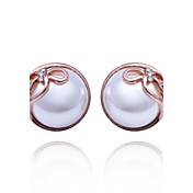 Unique Platinum/Rose Gold Plated Round Pearl Earrings(More Colors)