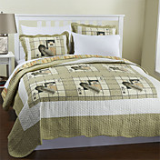 3PCS Leather Pattern Cotton Königin Quilt Set